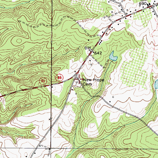 Topographic Map of New Hope Baptist Church Graveyard, SC
