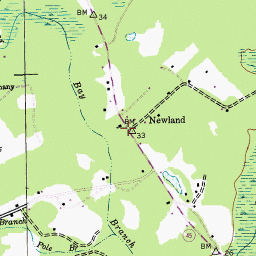 Topographic Map of Newland, SC