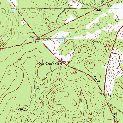Topographic Map of Oak Grove Church, SC