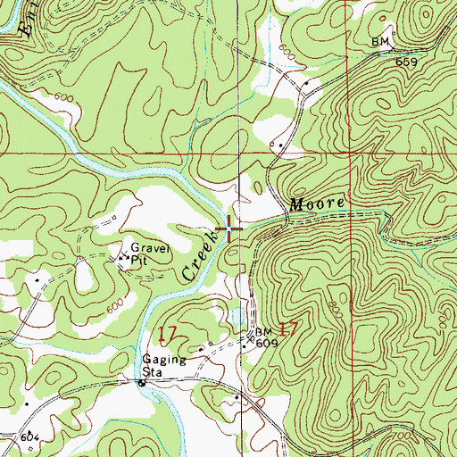 Topographic Map of Moore Creek, AL