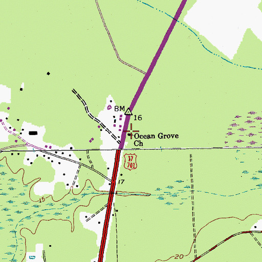 Topographic Map of Ocean Grove Church, SC