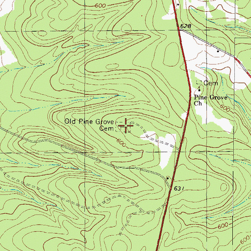 Topographic Map of Old Pine Grove Cemetery, SC