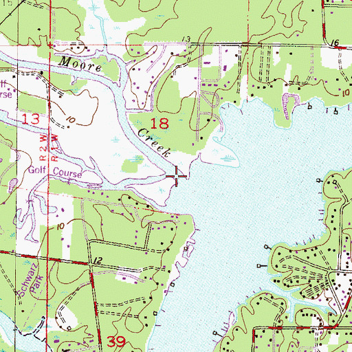Topographic Map of Moore Creek, AL