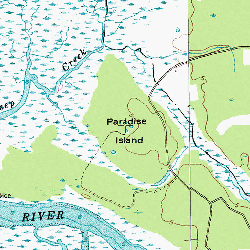 Topographic Map of Paradise Island, SC