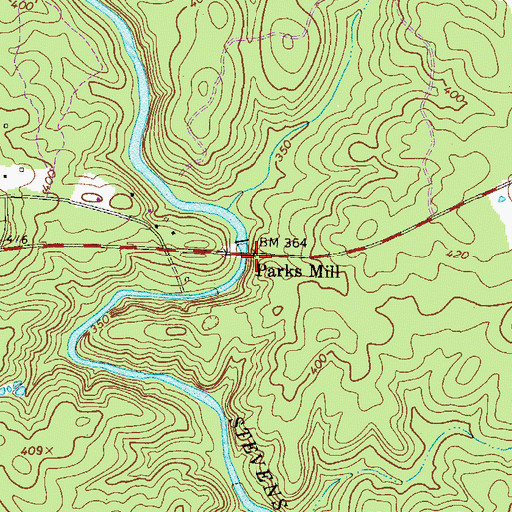 Topographic Map of Parks Mill, SC