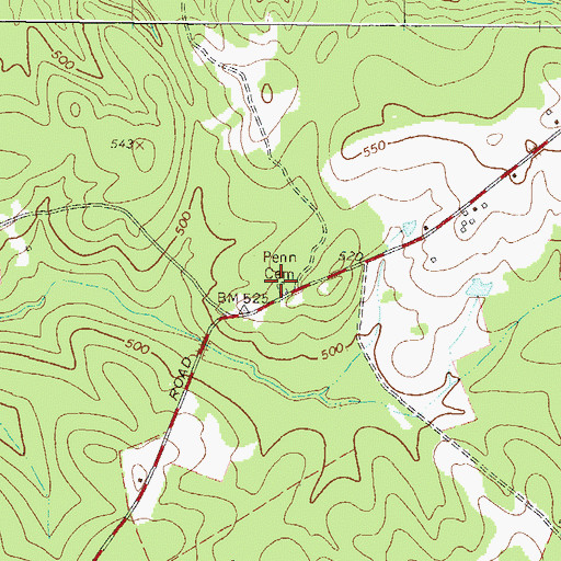 Topographic Map of Penn Cemetery, SC