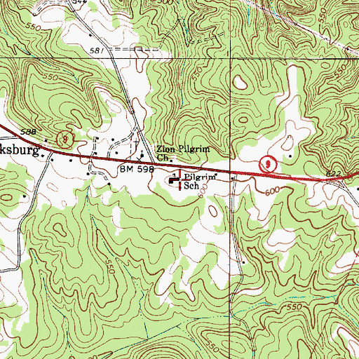 Topographic Map of Pilgrim School, SC