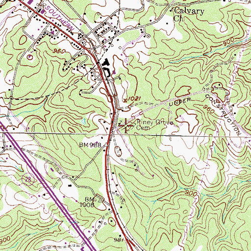 Topographic Map of Piney Grove Cemetery, SC