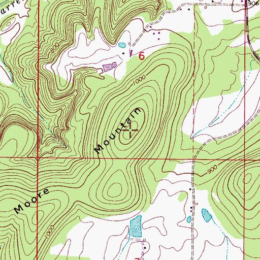 Topographic Map of Moore Mountain, AL