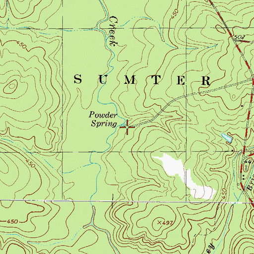 Topographic Map of Powder Spring, SC