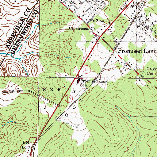 Topographic Map of Promised Land School, SC
