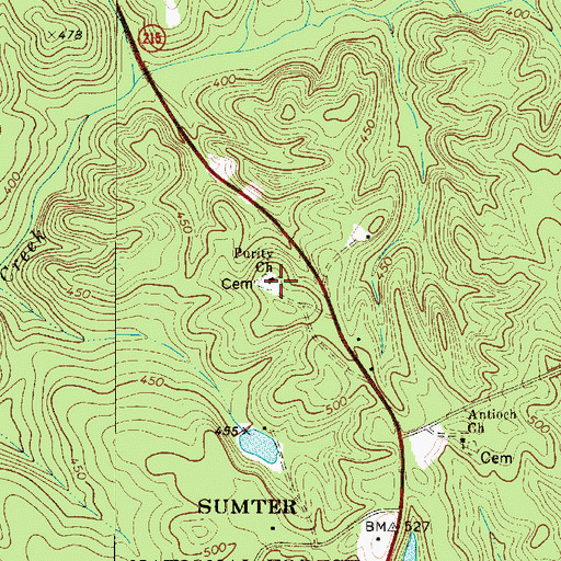 Topographic Map of Purity Church, SC