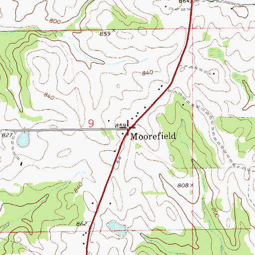 Topographic Map of Moorefield, AL