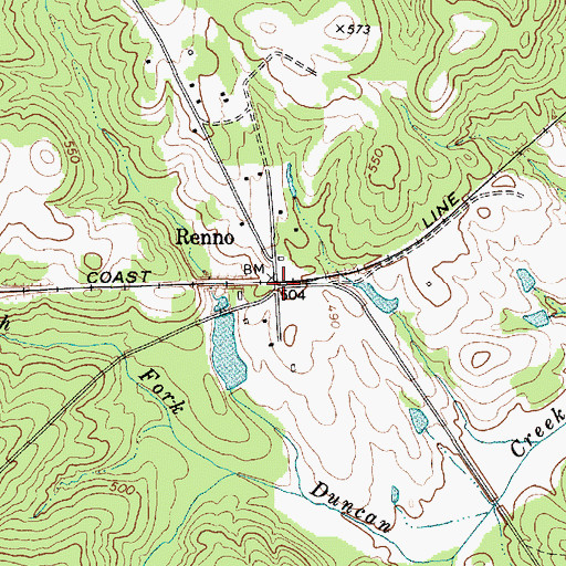 Topographic Map of Renno, SC