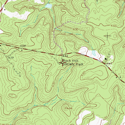 Topographic Map of Rock Hill Society Hall, SC