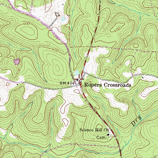 Topographic Map of Ropers Crossroads, SC