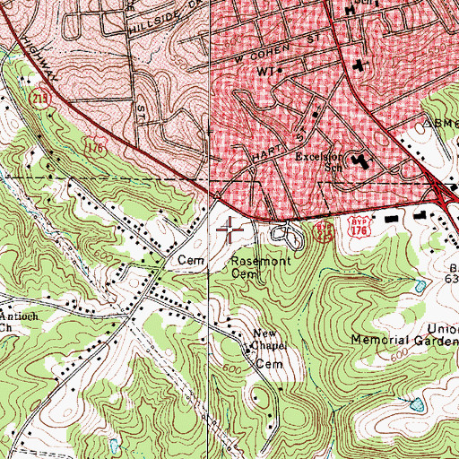 Topographic Map of Rosemont Cemetery, SC