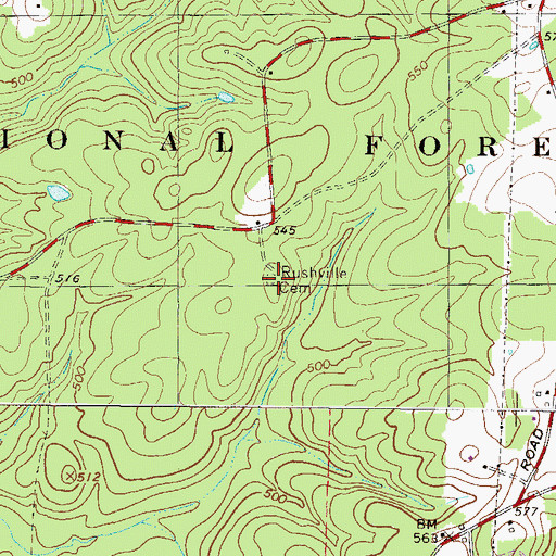 Topographic Map of Rushville Cemetery, SC
