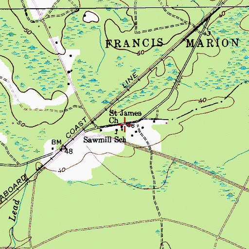 Topographic Map of Saint James Church, SC