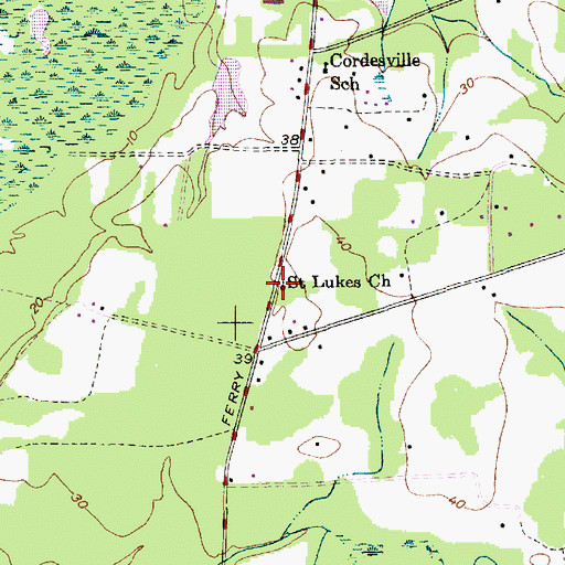 Topographic Map of Saint Lukes Church, SC