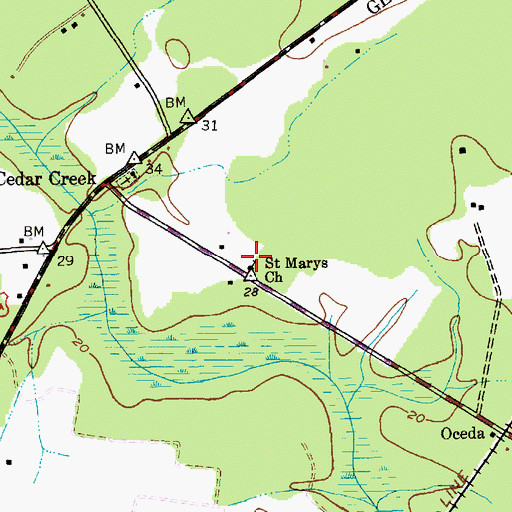 Topographic Map of Saint Marys Church, SC