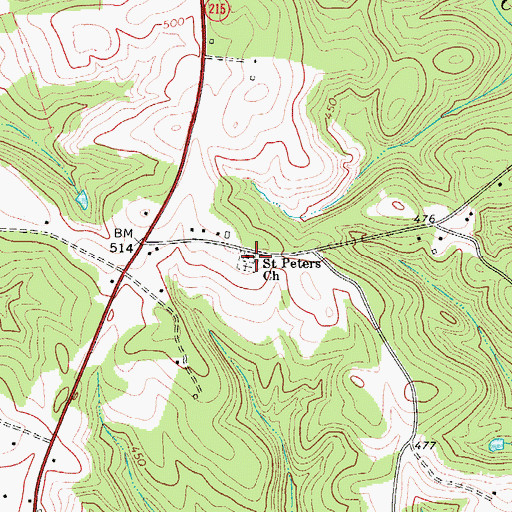 Topographic Map of Saint Peters Church, SC