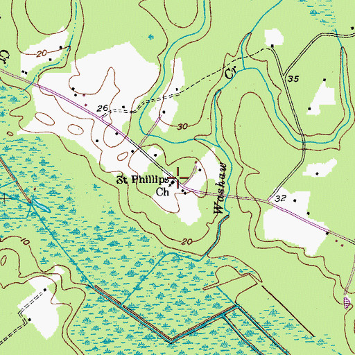 Topographic Map of Saint Phillips Church, SC