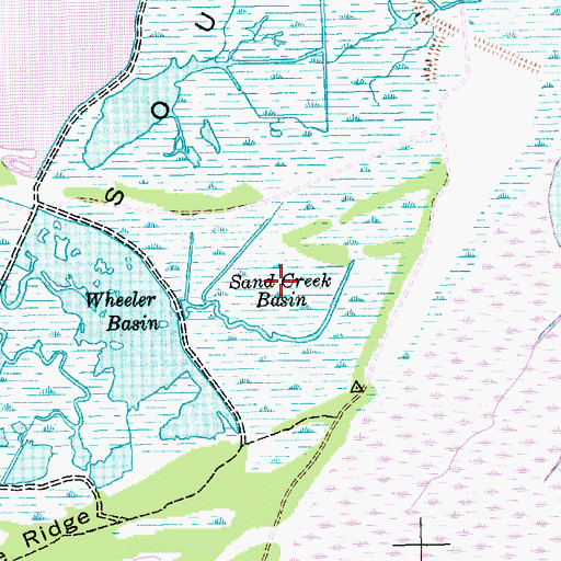 Topographic Map of Sand Creek Basin, SC