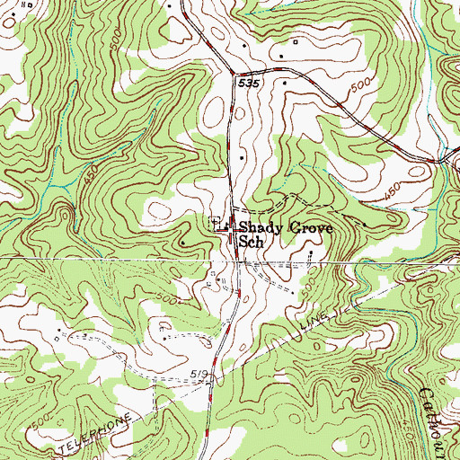 Topographic Map of Shady Grove School, SC