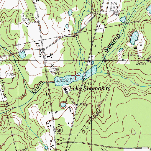 Topographic Map of Lake Shamokin, SC