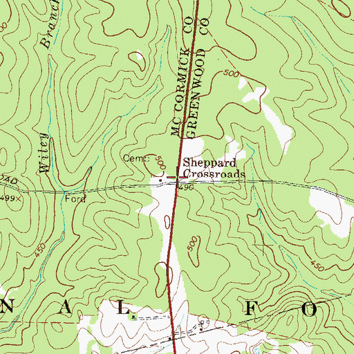 Topographic Map of Sheppard Crossroads, SC