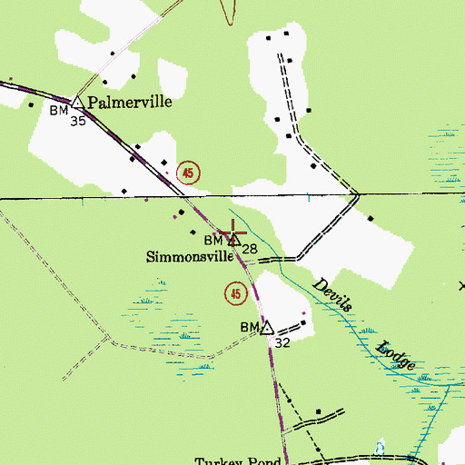 Topographic Map of Simmonsville, SC
