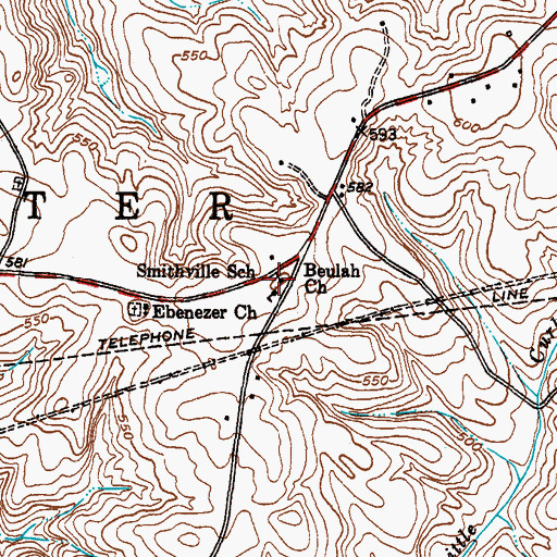 Topographic Map of Smithville School, SC