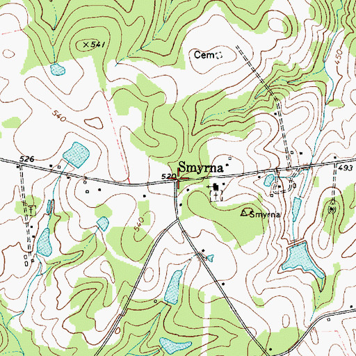 Topographic Map of Smyrna, SC