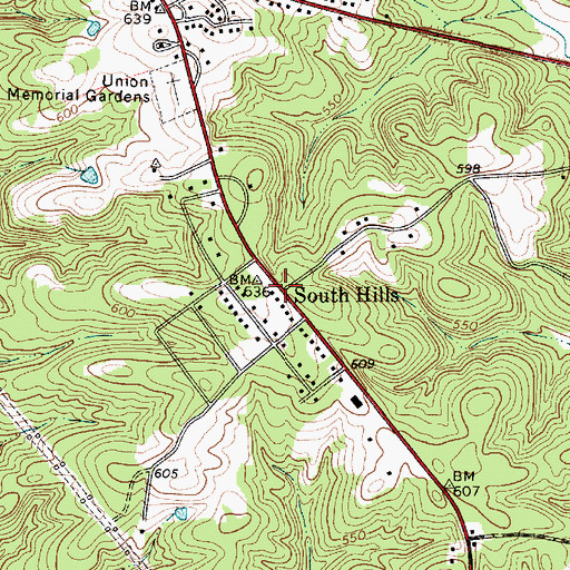 Topographic Map of South Hills, SC