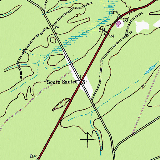 Topographic Map of South Santee, SC