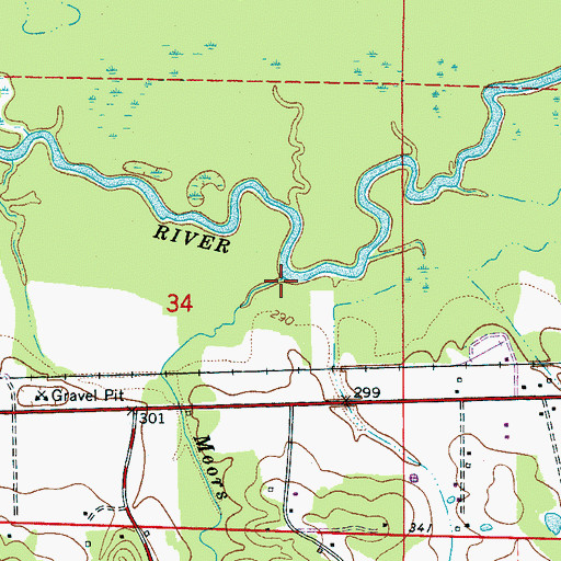 Topographic Map of Moors Creek, AL