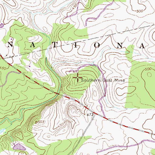 Topographic Map of Southern Gold Mine, SC