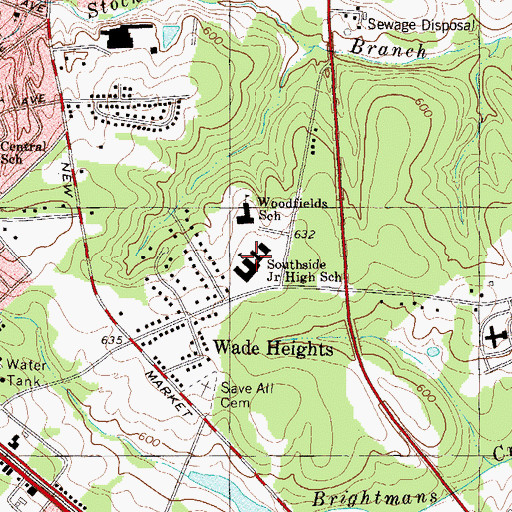 Topographic Map of Southside Junior High School, SC