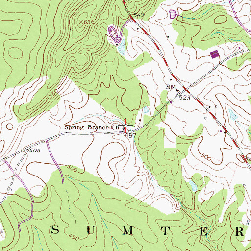 Topographic Map of Spring Branch Church, SC