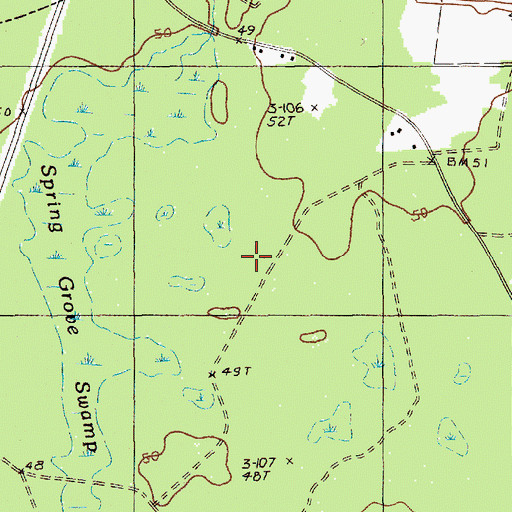 Topographic Map of Spring Grove Swamp, SC