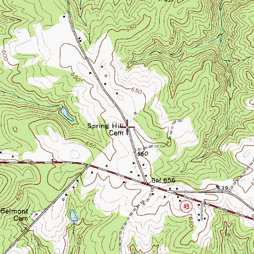 Topographic Map of Spring Hill Cemetery, SC