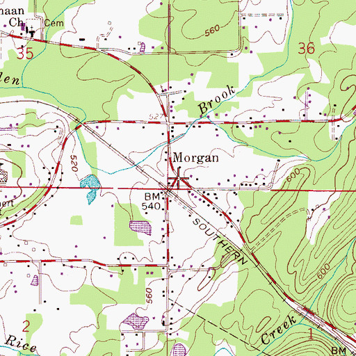 Topographic Map of Morgan, AL