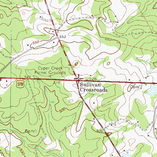 Topographic Map of Sullivan Crossroads, SC