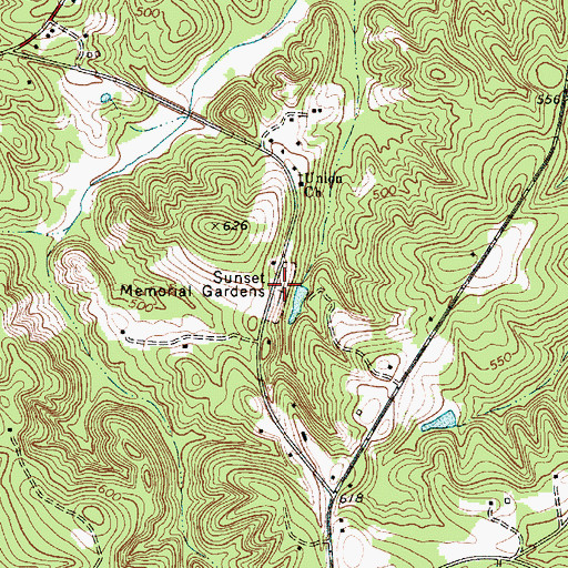 Topographic Map of Sunset Memorial Gardens, SC