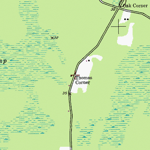 Topographic Map of Thomas Corner, SC