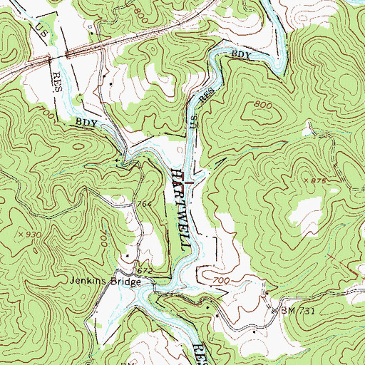 Topographic Map of Toxaway Creek, SC