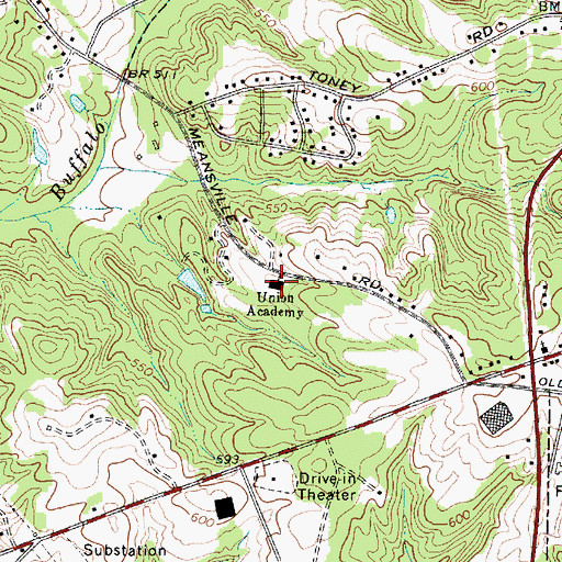 Topographic Map of Union Academy, SC
