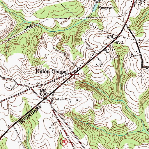 Topographic Map of Union Chapel, SC