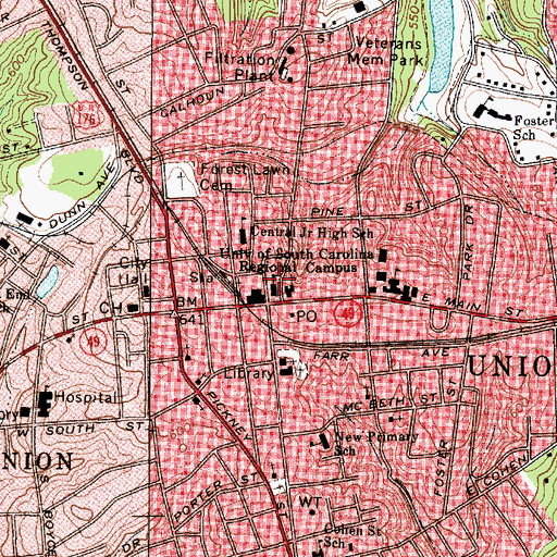 Topographic Map of University of South Carolina Regional Campus, SC